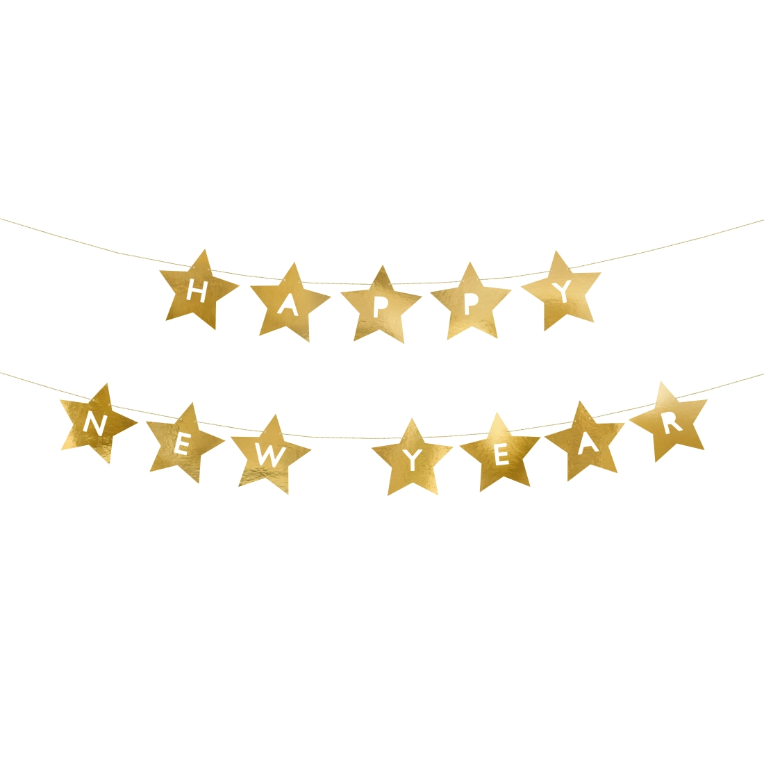 Novoletni zlat banner z zvezdami 290x17 cm – zrcalni papir