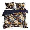 Povlečení 140x200 cm bavlněný renforcé s květinovým motivem, modré a oranžové