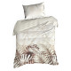 Obliečky 140x200 cm bavlnené renforcé s rastlinným vzorom, biele a hnedé