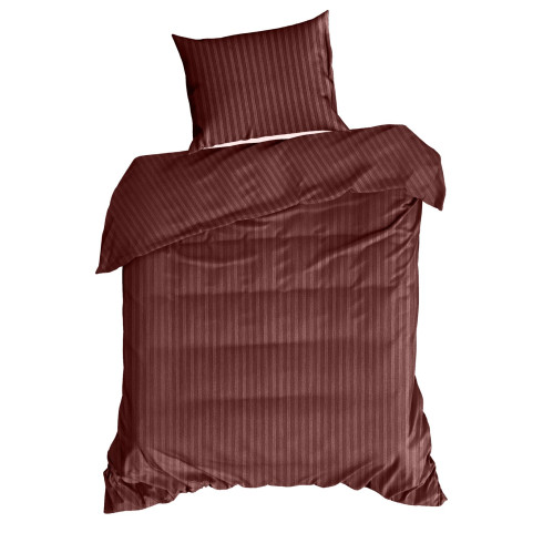 Obliečky 140x200 cm bavlnené saténové pruhované, bordové