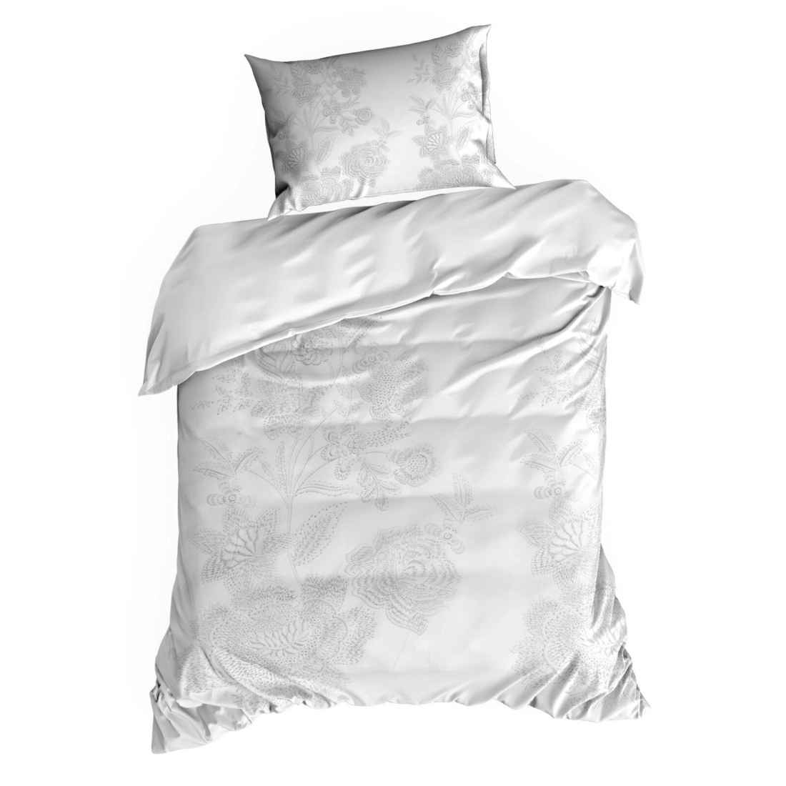 Povlečení 140x200 cm z bavlněného saténu s květinovým vzorem, bílé a hnědé