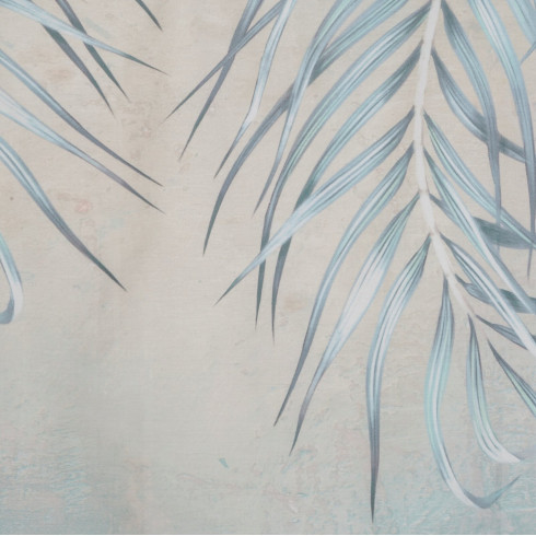 Obliečky 140x200 cm bavlnené saténové s motívom listov, béžové a tyrkysové