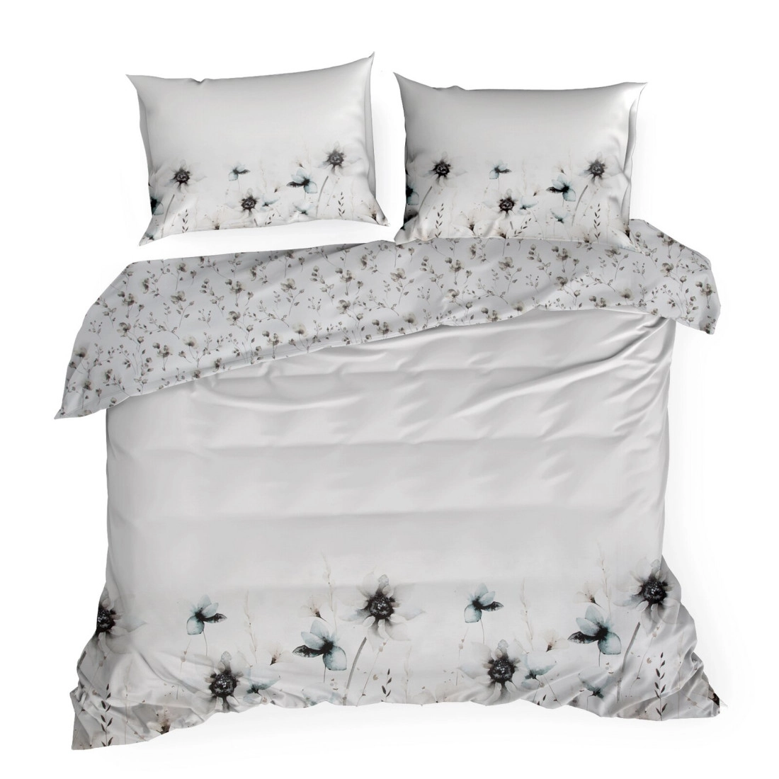 Obliečky 140x200 cm saténové bavlnené obojstranné biele a béžové