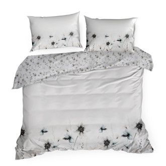 Obliečky 140x200 cm saténové bavlnené obojstranné biele a béžové