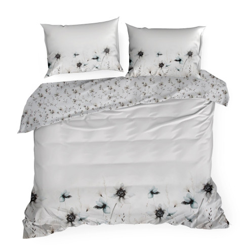 Obliečky 140x200 cm saténové bavlnené obojstranné biele a béžové