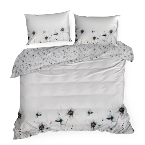 Obliečky 140x200 cm saténové bavlnené obojstranné biele a béžové