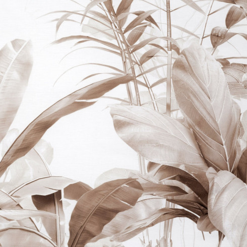 Obliečky 140x200 cm saténové s motívom listov, biele a hnedé