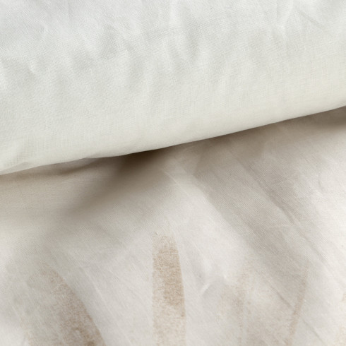 Obliečky 160x200 cm bavlnené renforcé s rastlinným vzorom, biele a hnedé