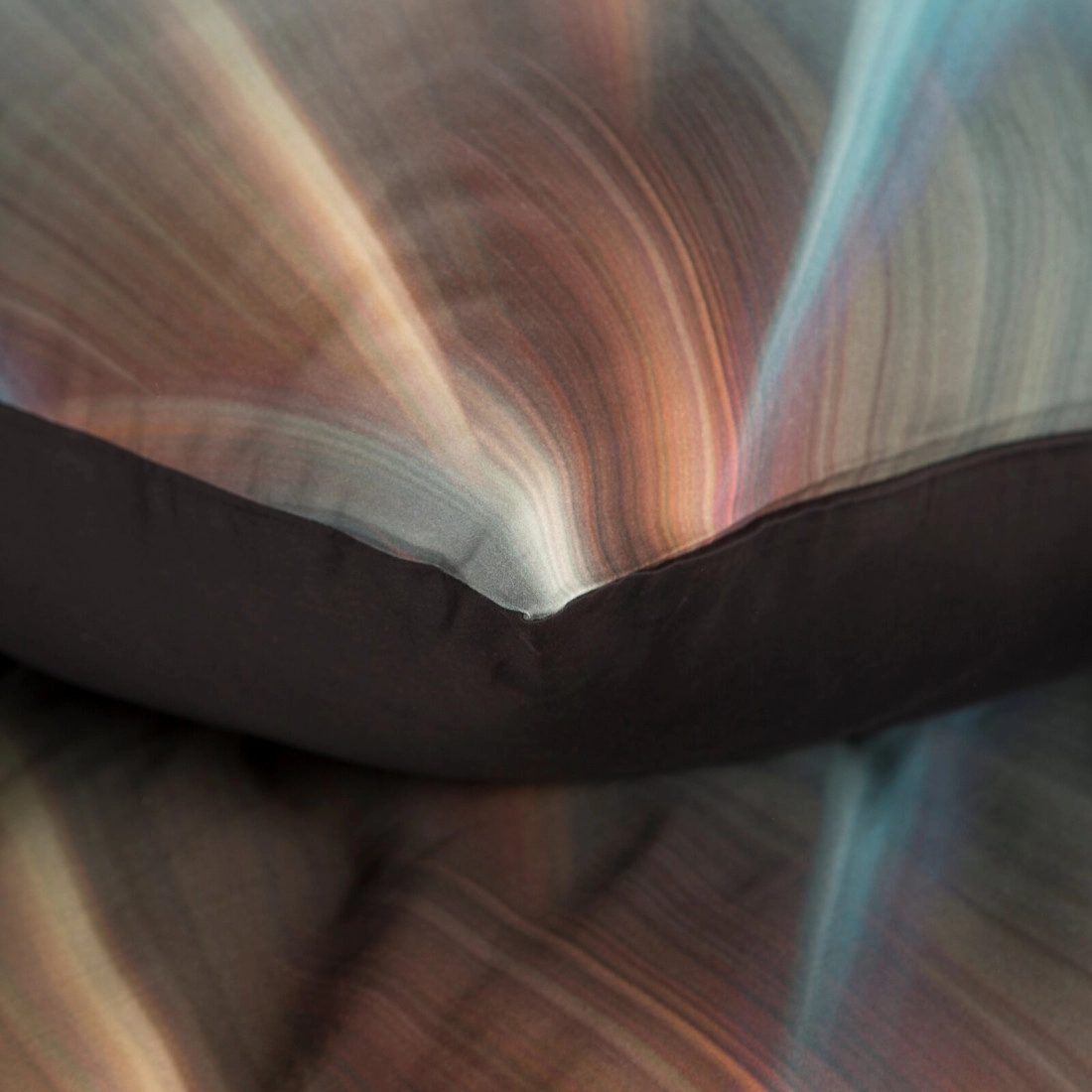 Povlečení 160x200 cm z bavlněného saténu, abstraktní, ocelové a tyrkysové