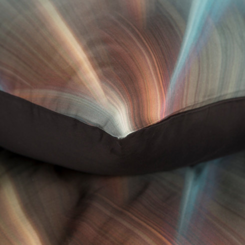 Obliečky 160x200 cm bavlnené saténové abstraktné, oceľové a tyrkysové