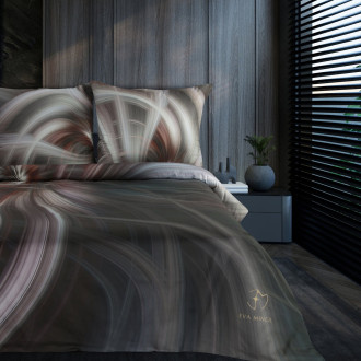 Obliečky 160x200 cm bavlnené saténové, oceľové a fialové