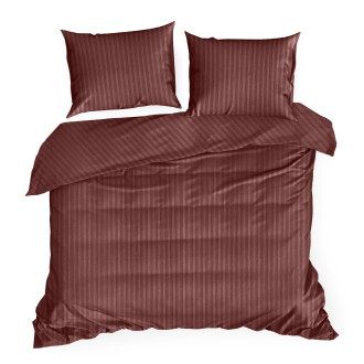 Obliečky 160x200 cm bavlnené saténové pruhované, bordové