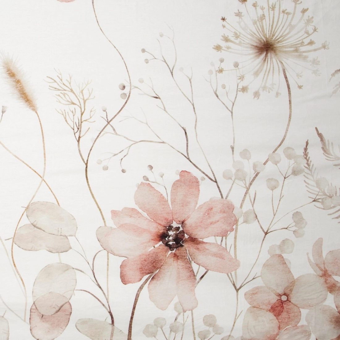 Povlečení 160x200 cm bavlněný satén s květinovým motivem, bílé a růžové