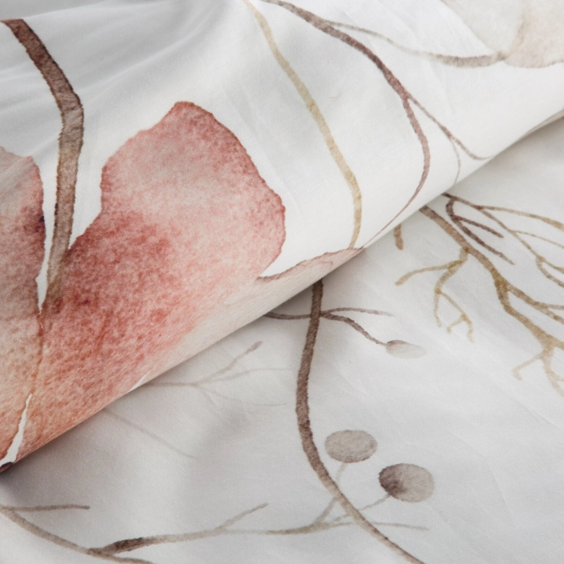 Povlečení 160x200 cm bavlněný satén s květinovým motivem, bílé a růžové