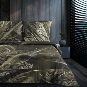 Obliečky 160x200 cm saténové, čierne a zlaté