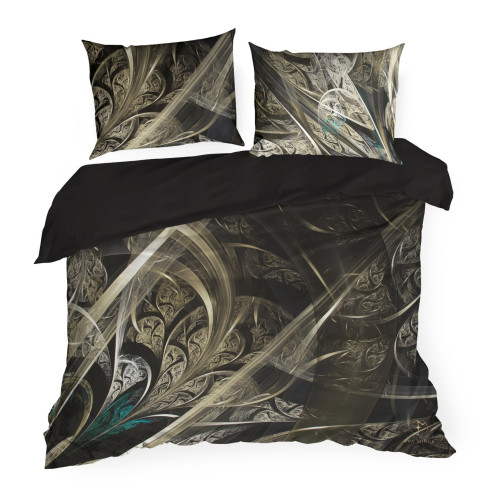 Obliečky 160x200 cm saténové, čierne a zlaté
