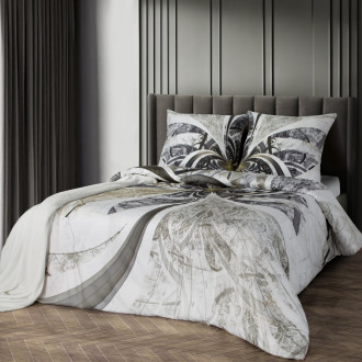 Obliečky 160x200 cm saténové, jasnokremové a hnedé