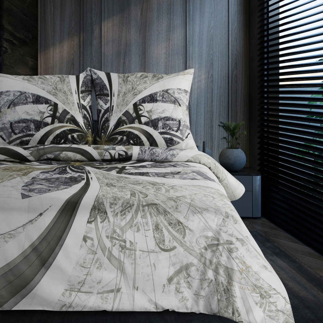 Saténové povlečení 160x200 cm, světle krémové a hnědé