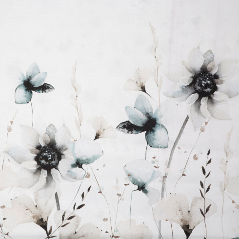 Obliečky 160x200 cm saténové s kvetinovým vzorom biele a béžové