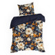 Obliečky 220x200 cm bavlnené renforcé s kvetinovým motívom, modré a oranžové