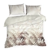 Povlečení 220x200 cm z bavlněného renforcé s rostlinným vzorem, bílé a hnědé