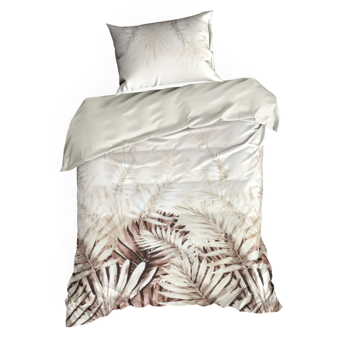 Povlečení 220x200 cm z bavlněného renforcé s rostlinným vzorem, bílé a hnědé