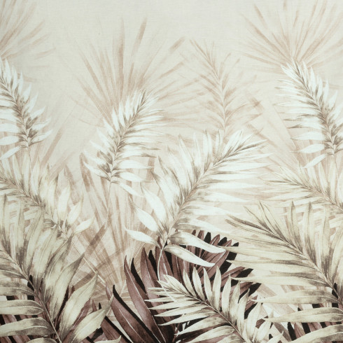 Obliečky 220x200 cm bavlnené renforcé s rastlinným vzorom, biele a hnedé