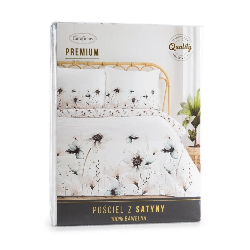 Povlečení 220x200 cm bavlněné saténové oboustranné bílé a béžové