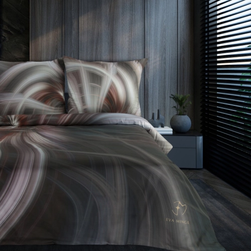 Obliečky 220x200 cm bavlnené saténové, oceľové a fialové