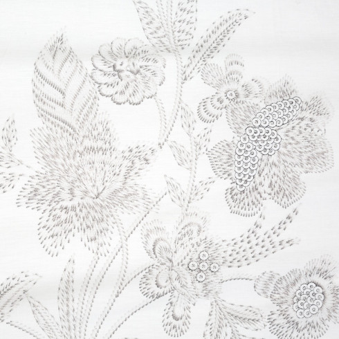 Obliečky 220x200 cm bavlnené saténové s kvetinovým vzorom, biele a hnedé