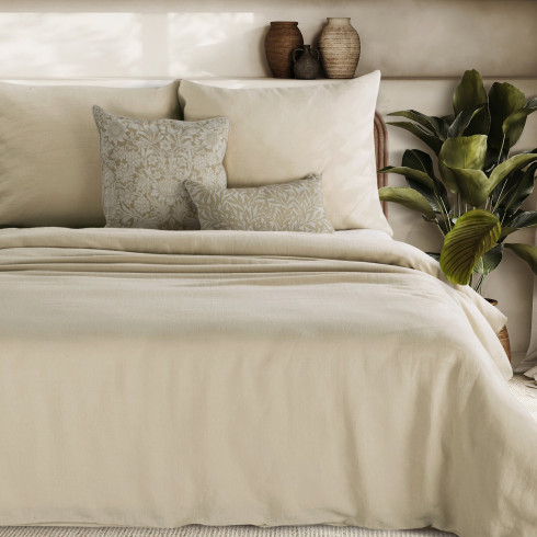 Obliečky 220x200 cm ľanovo bavlnené krémové