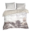 Povlečení 220x200 cm saténové bavlněné s motivem palmových listů, krémové a béžové