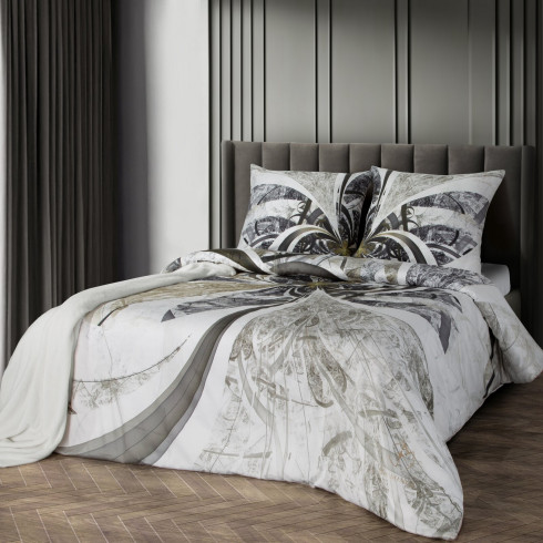 Obliečky 220x200 cm saténové, jasnokremové a hnedé