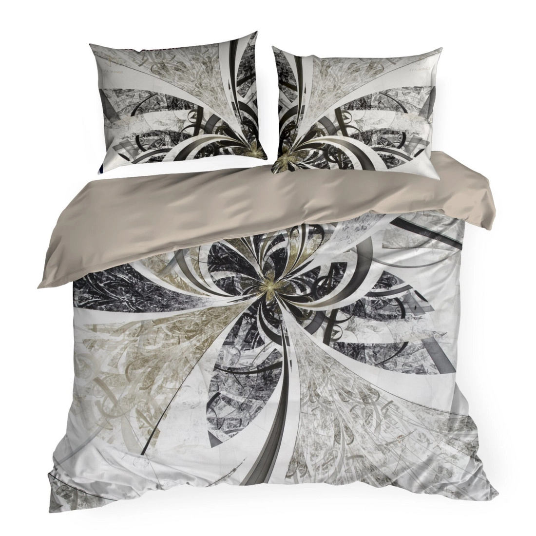 Saténové povlečení 220x200 cm, světle krémové a hnědé