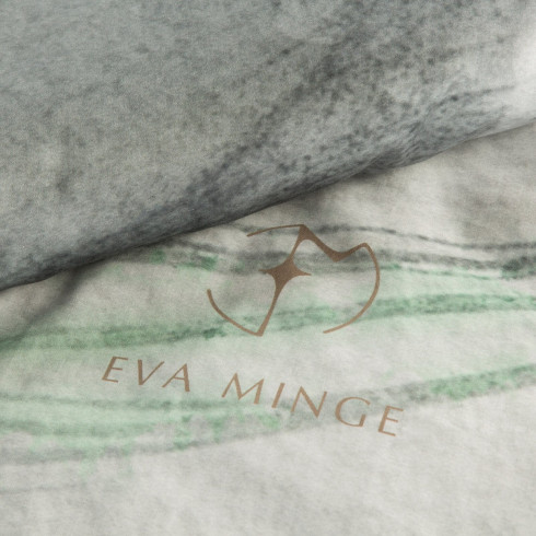 Obliečky 220x200 cm saténové s rastlinným vzorom, svetlosivé a mentolové