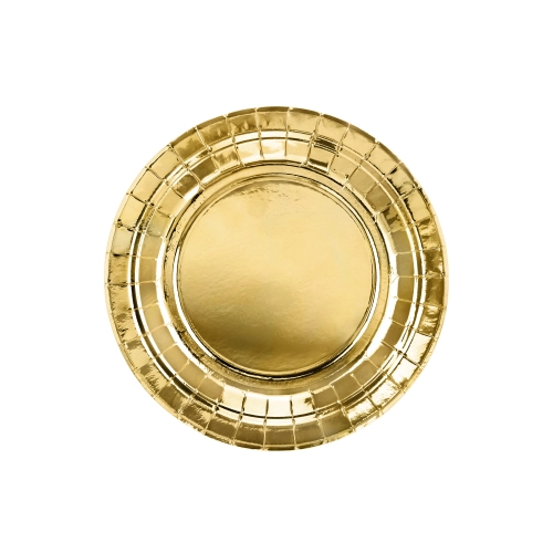 Okrúhle zlaté papierové taniere 18 cm – 6 ks