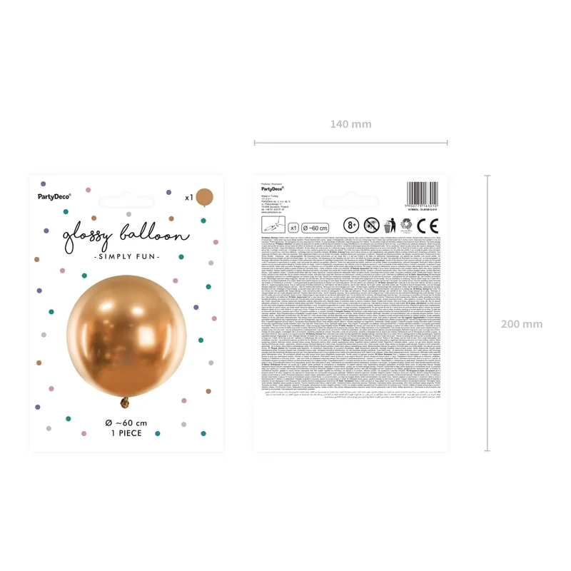 Okrogel zlati balon z leskom 60 cm – dekoracija za praznovanja