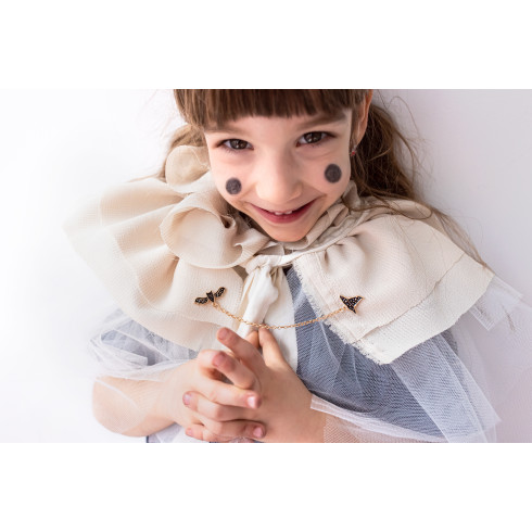 Okrasna broška za ovratnik Netopir in čarovniški klobuk, črna z zlato, 13,5 cm