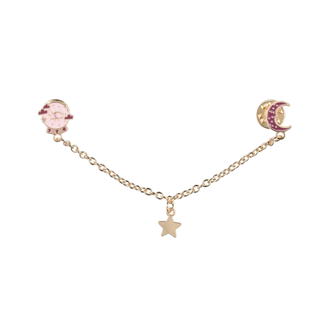 Okrasna verižica za ovratnik z motivom lune in zvezde, 13 cm