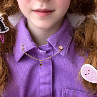 Okrasna verižica za ovratnik z motivom lune in zvezde, 13 cm