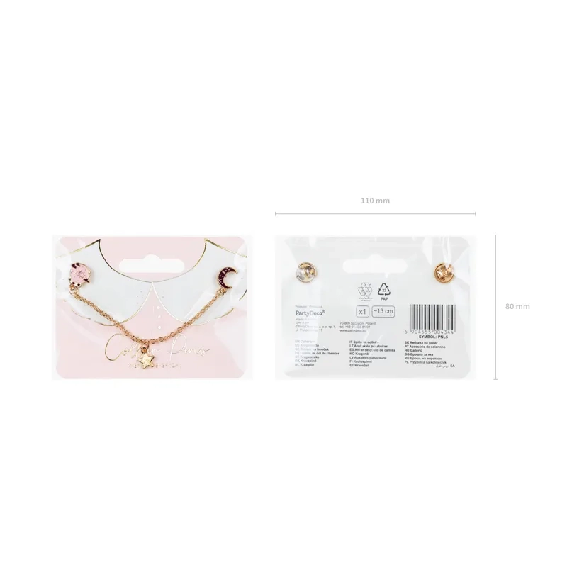 Okrasna verižica za ovratnik z motivom lune in zvezde, 13 cm