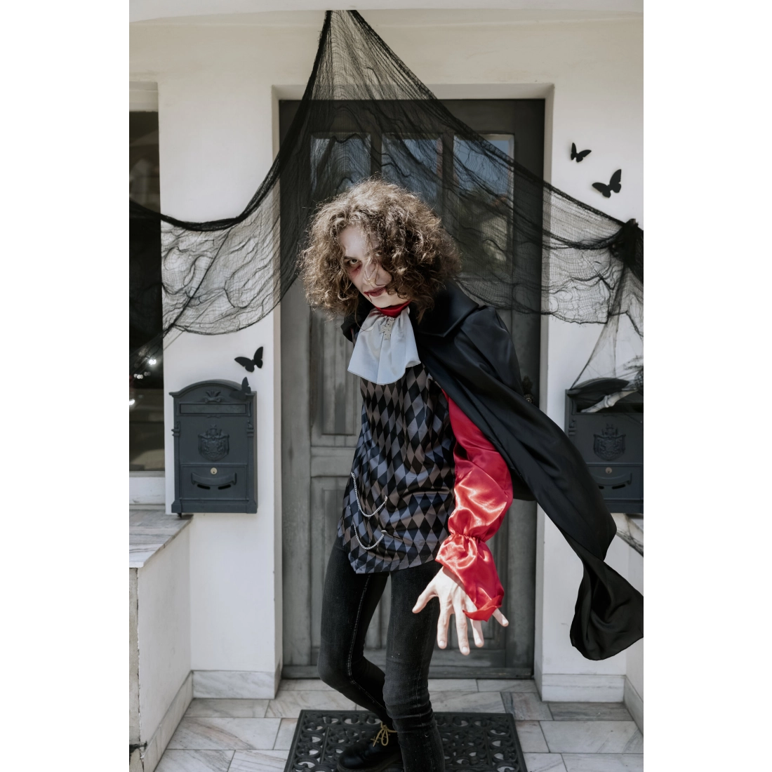 Costum bărbați Dracula cu pelerină și pălărie, mărime L-XL