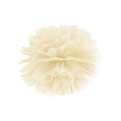 Papirnat okrasni pompon, krem, 25 cm – za poroko in zabavo