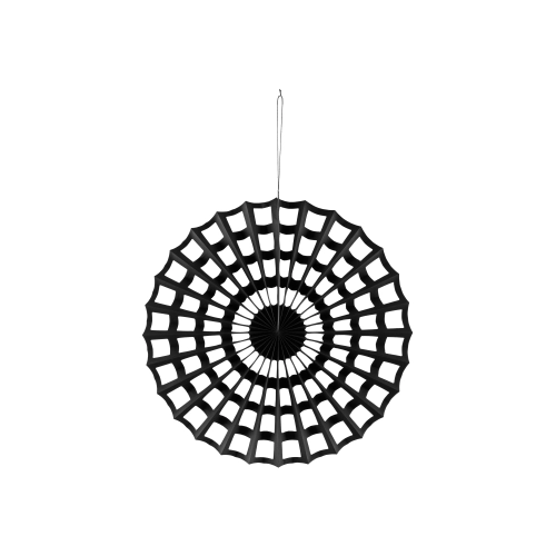Rozetă decorativă din hârtie, pânză de păianjen, neagră, 50 cm, reutilizabilă