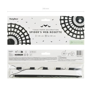 Papirnata dekorativna rozeta pajkova mreža, črna, 50 cm, večkrat uporabna