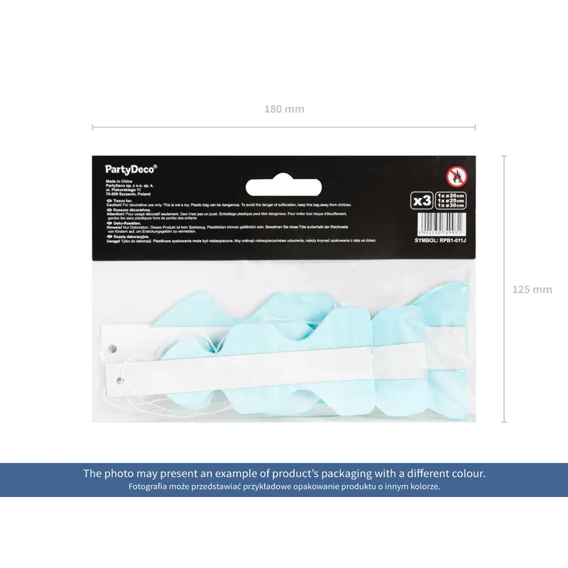 Rozete decorative din hârtie, roșii, 3 buc., 20–30 cm