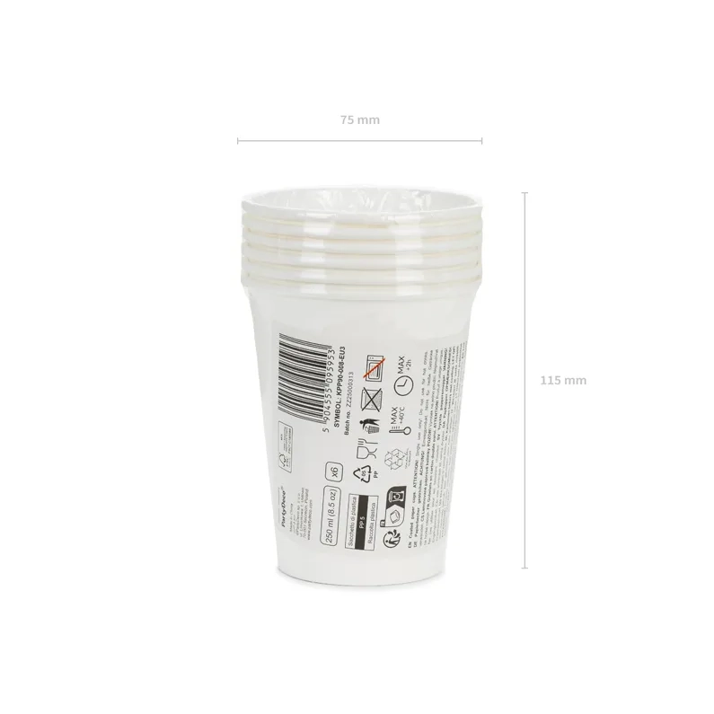 Pahare din hârtie albe 250 ml – set 6 buc.