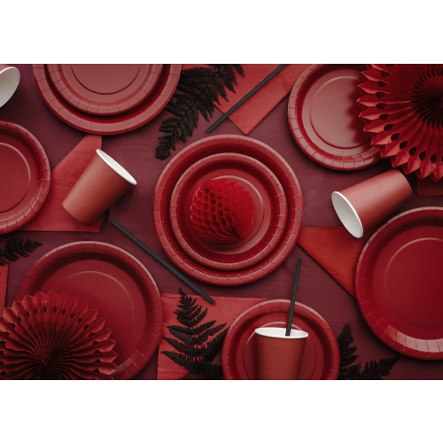 Sötétpiros papír pohár 250 ml – 6 darabos készlet