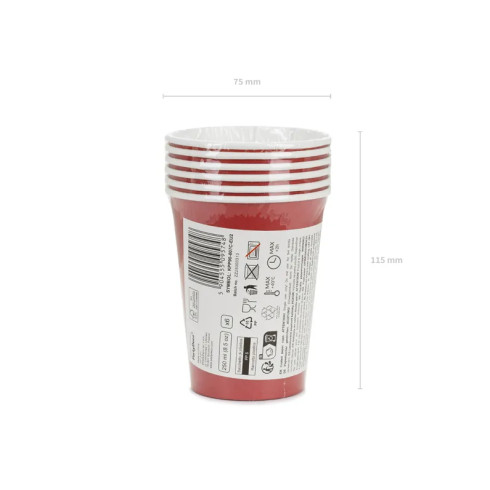 Sötétpiros papír pohár 250 ml – 6 darabos készlet Sötétpiros papír pohár 250 ml – 6 darabos készlet