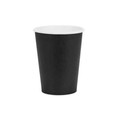 Fekete papír pohár 250 ml, eldobható (6 db/csomag)